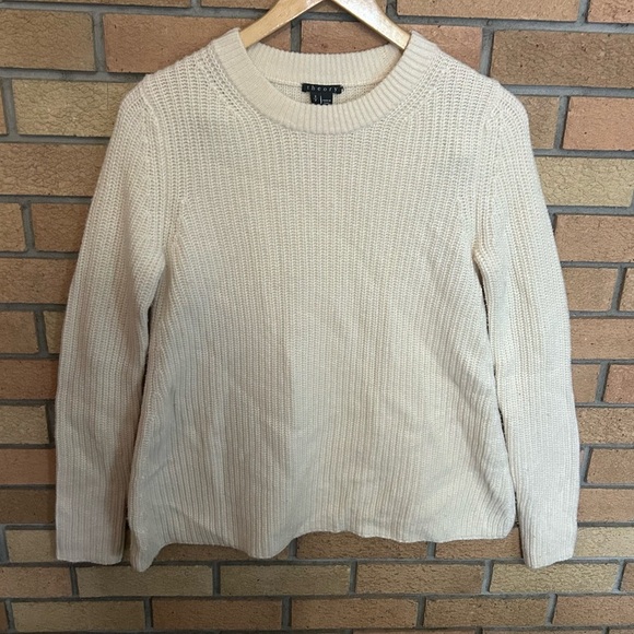 Theory Barda Fine Haven Wool/Cashmere Blend Knit Sweater Cream Size Small - Picture 1 of 8